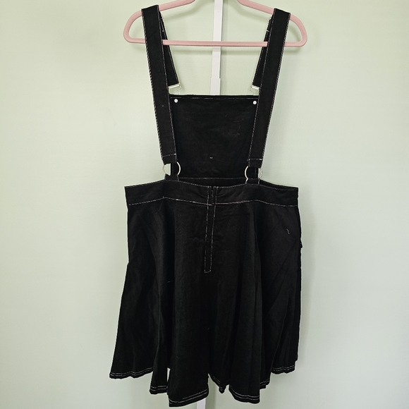 Unique Vintage 1960s Black Corduroy Brionne Pinafore Skirt 1X 16 - Picture 4 of 10